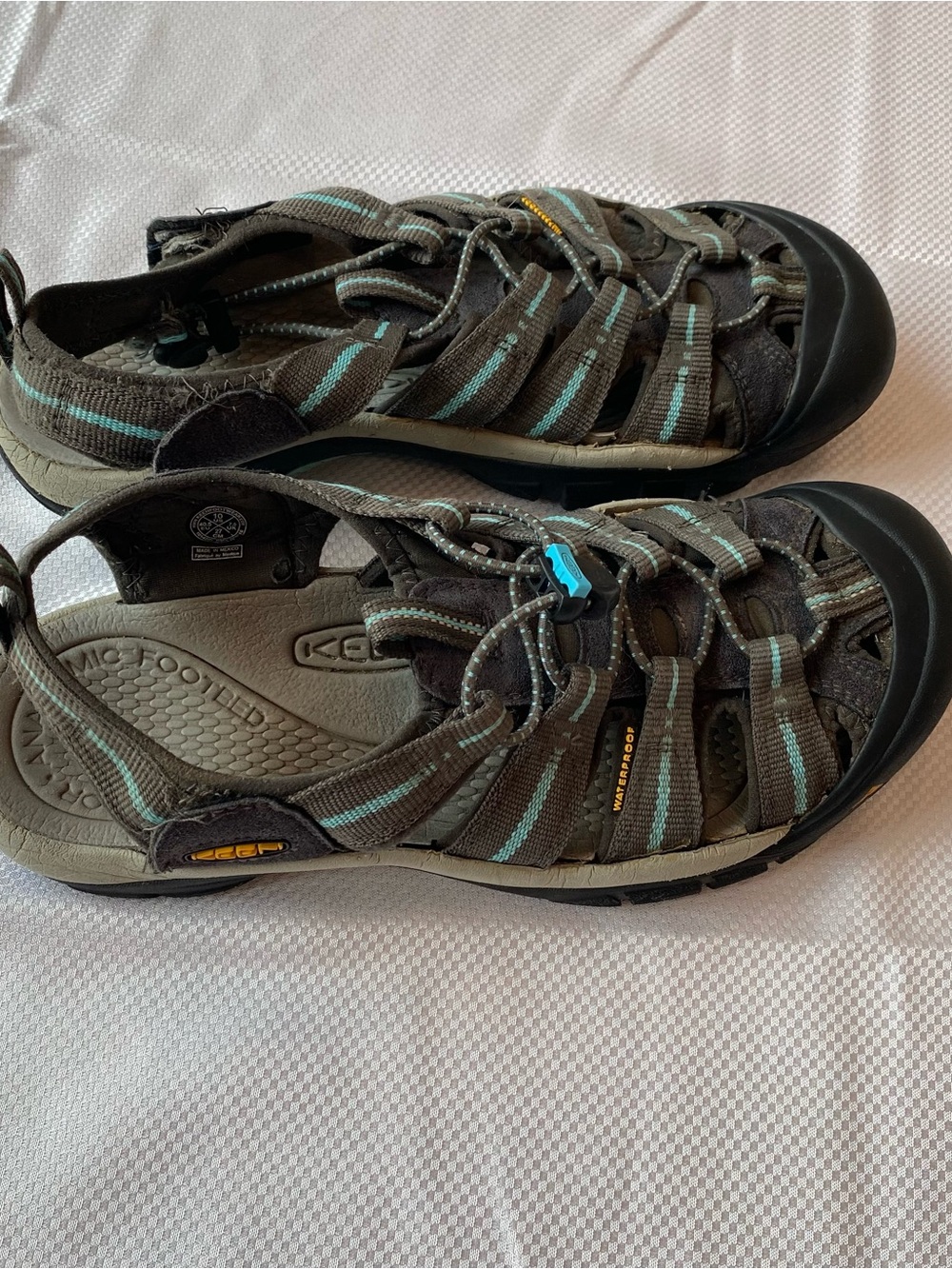 Keen Black Sandals with Teal Accent Stripes Mens size 10
